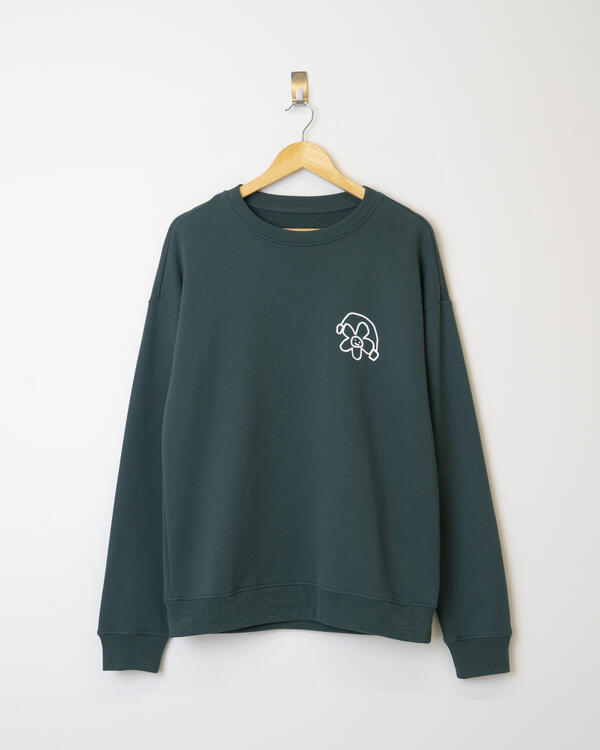 Sweater Verde / Flor Branca